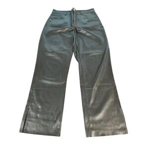 Express Faux Leather Pants Womens 12R Black Excellent Straight Leg Side Slit